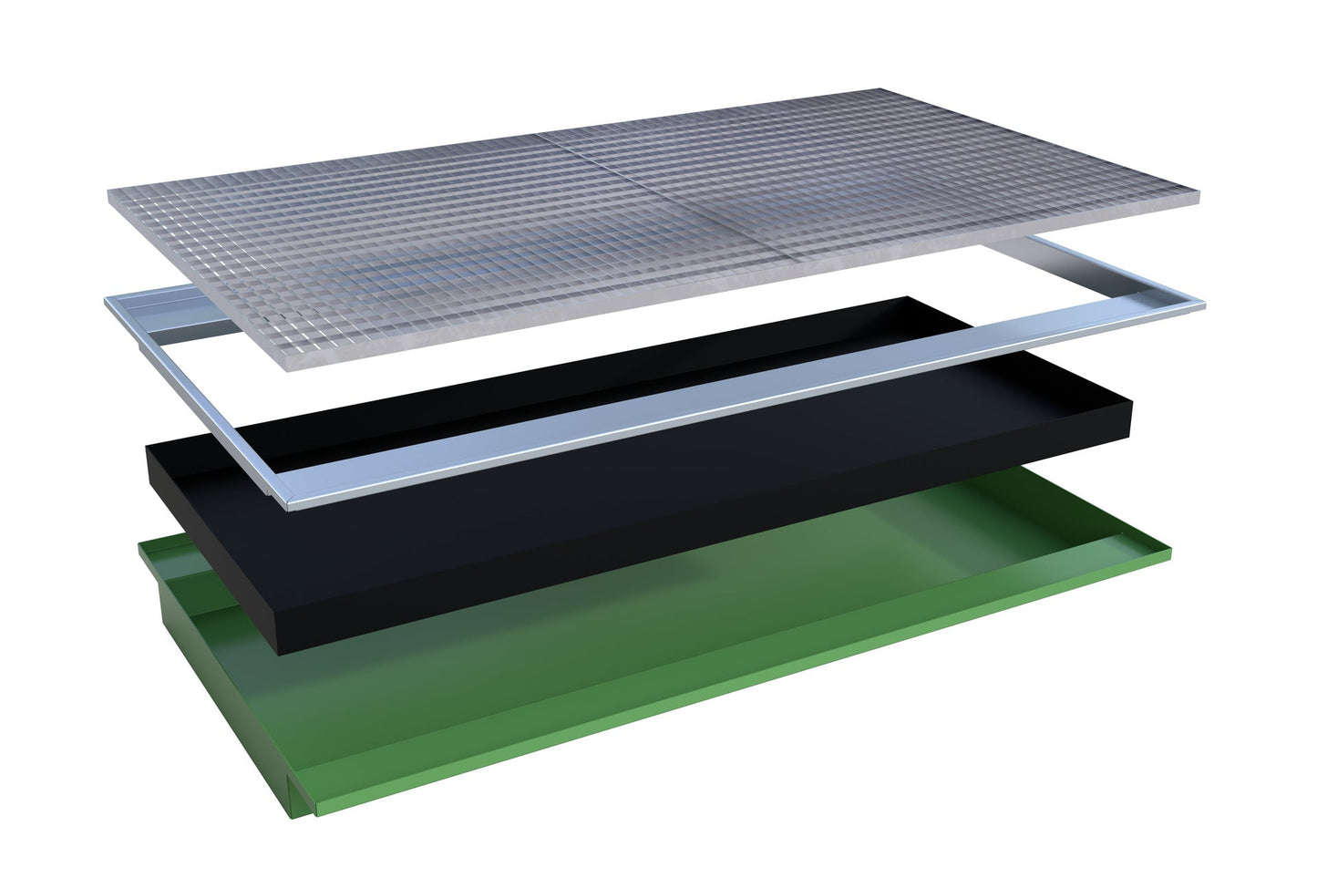 Einhängewanne mit PE - Einsatz EHW 2200 PE, lackiert, Resedagrün - Staplertechnik24 - 4518 - 68 - 0000 - 4