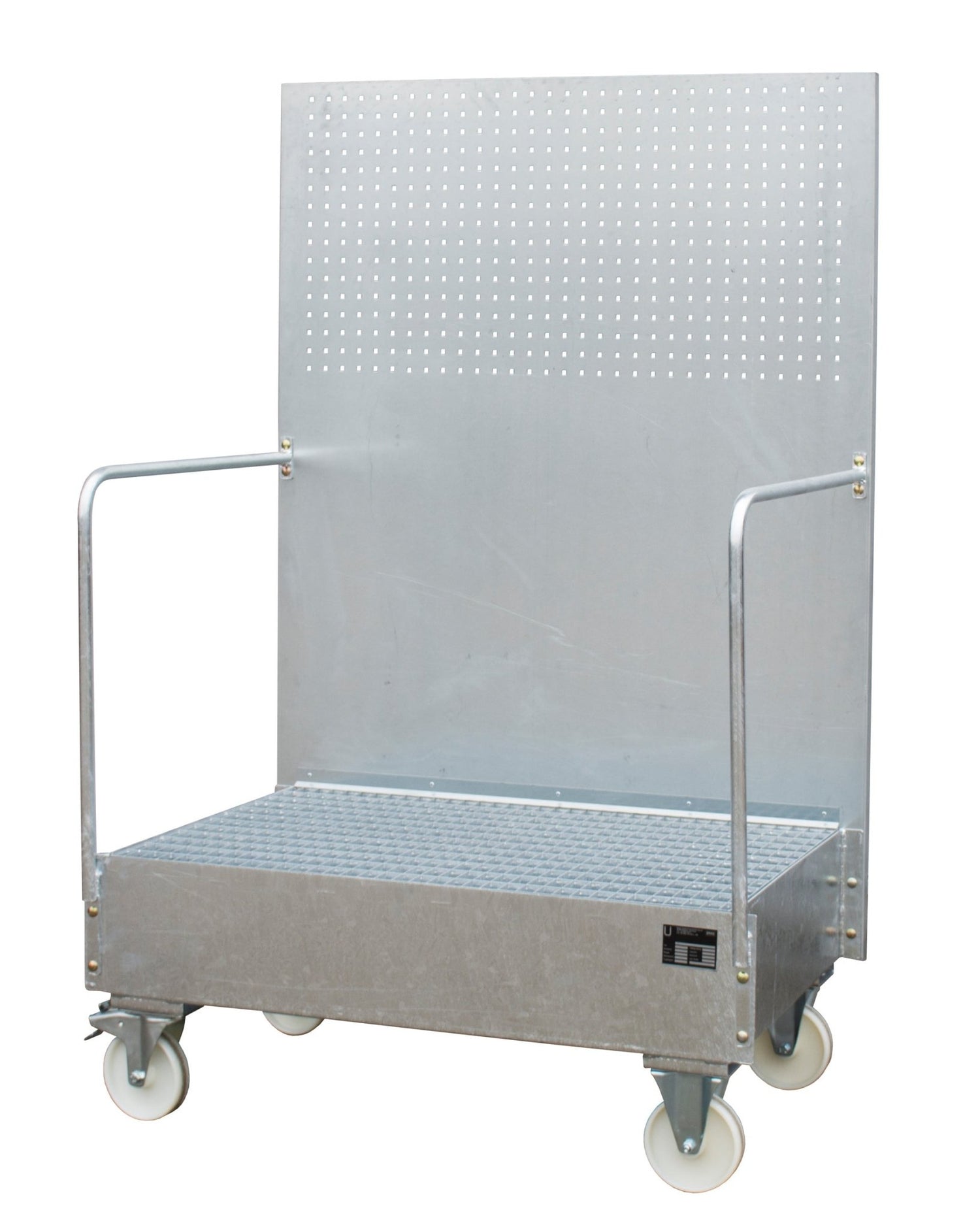 Fahrbare Auffangwanne mit Lochplattenwand LPW 200 - 2, feuerverzinkt - Staplertechnik24 - 4447 - 59 - 0000 - 7
