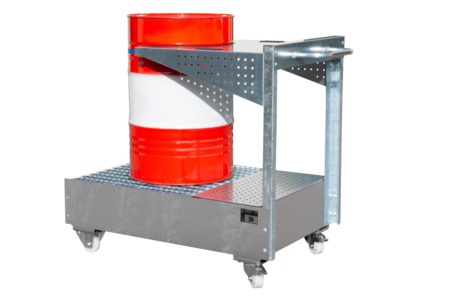 Fahrbare Auffangwanne mit Lochplattenwand LPW 200 - 4, feuerverzinkt - Staplertechnik24 - 4447 - 61 - 0000 - 7