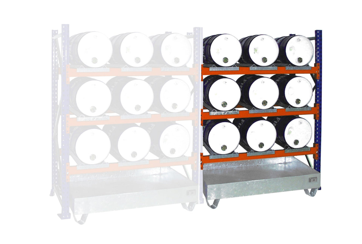 Fassregal mit Auffangwanne 3005, feuerverzinkt - Staplertechnik24 - 4473 - 06 - 0000 - 7