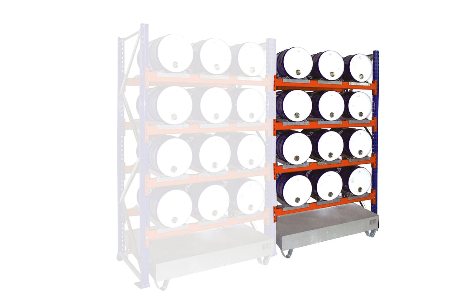 Fassregal mit Auffangwanne 3007, feuerverzinkt - Staplertechnik24 - 4473 - 10 - 0000 - 7