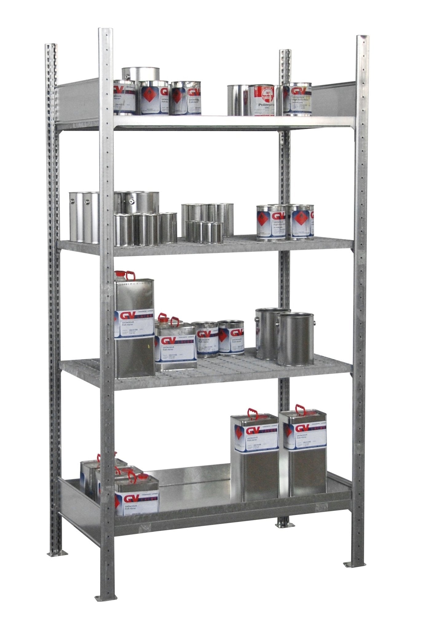 Kleingebinderegal mit Auffangwanne 3017 - 4E, verzinkt - Staplertechnik24 - 4473 - 21 - 0000 - 7