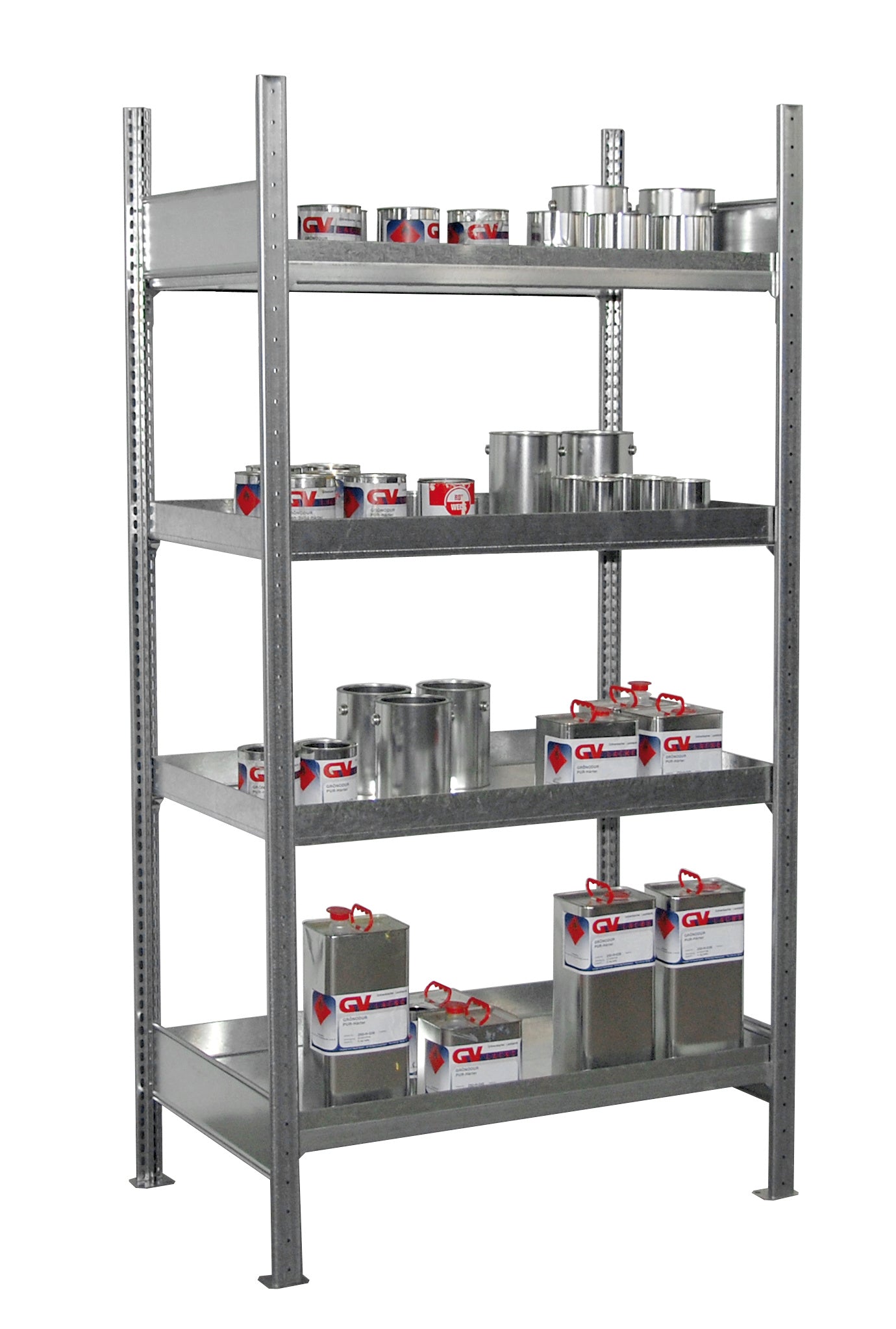 Kleingebinderegal mit Auffangwanne 3019 - 4E, verzinkt - Staplertechnik24 - 4473 - 23 - 0000 - 7