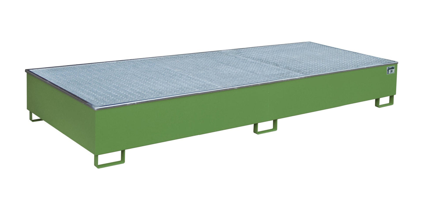 Regalwanne mit PE - Einsatz Regalwanne RW - GR 3300 - 3 PE, lackiert, Resedagrün - Staplertechnik24 - 4518 - 81 - 0000 - 4