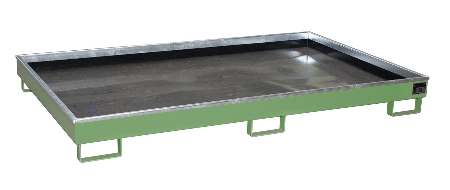 Regalwanne mit PE - Einsatz Regalwanne RW 2200 - 1 PE, lackiert, Resedagrün - Staplertechnik24 - 4518 - 60 - 0000 - 4