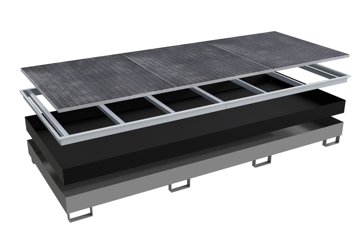 Regalwanne mit PE - Einsatz Regalwanne RW - GR 3300 - 2 PE, lackiert, Mausgrau - Staplertechnik24 - 4518 - 77 - 0000 - 5