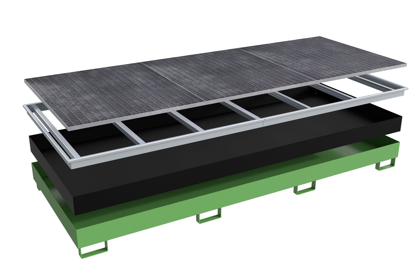 Regalwanne mit PE - Einsatz Regalwanne RW - GR 3300 - 2 PE, lackiert, Resedagrün - Staplertechnik24 - 4518 - 77 - 0000 - 4