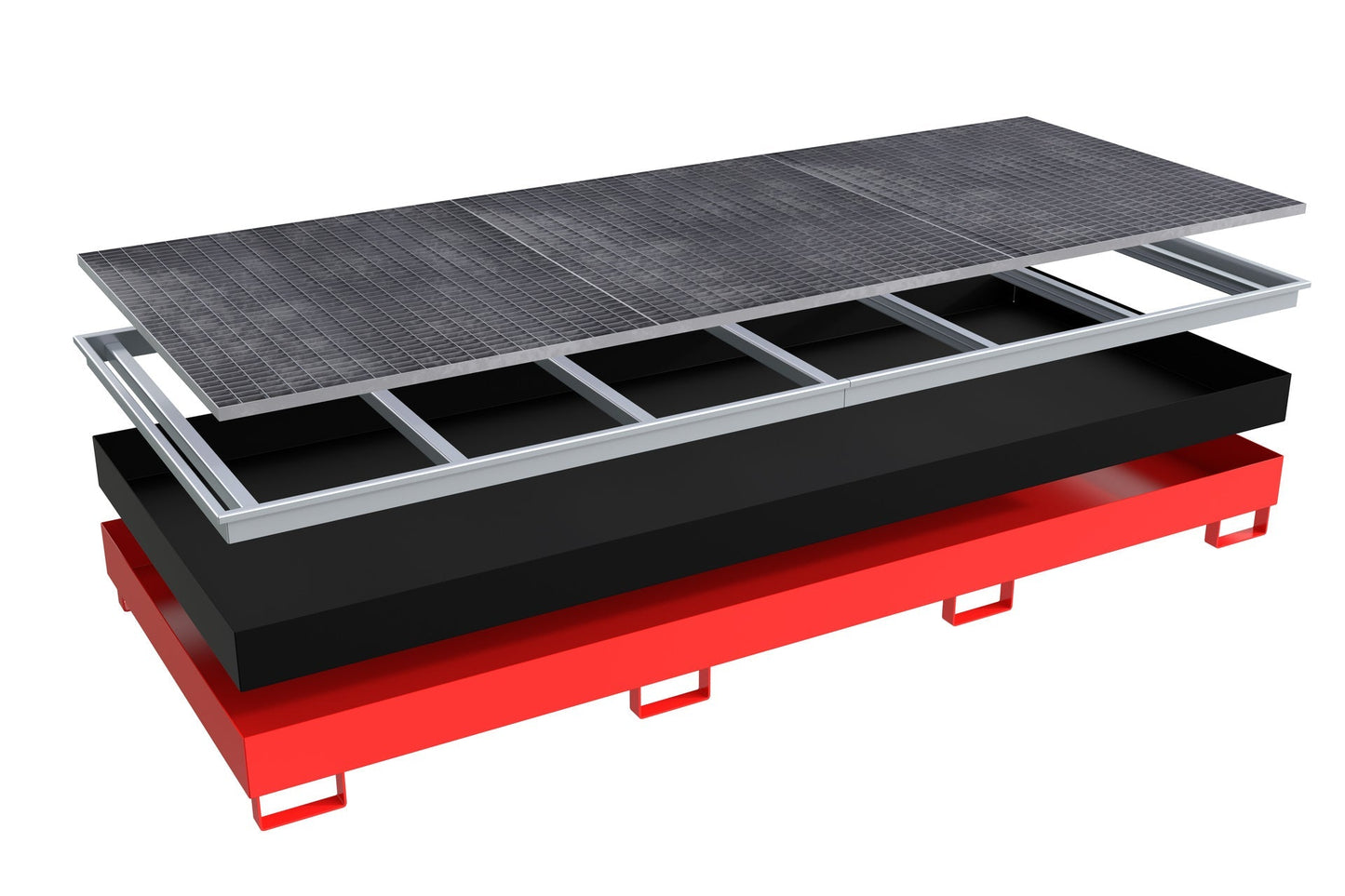 Regalwanne mit PE - Einsatz Regalwanne RW - GR 3300 - 2 PE, lackiert, Feuerrot - Staplertechnik24 - 4518 - 77 - 0000 - 2