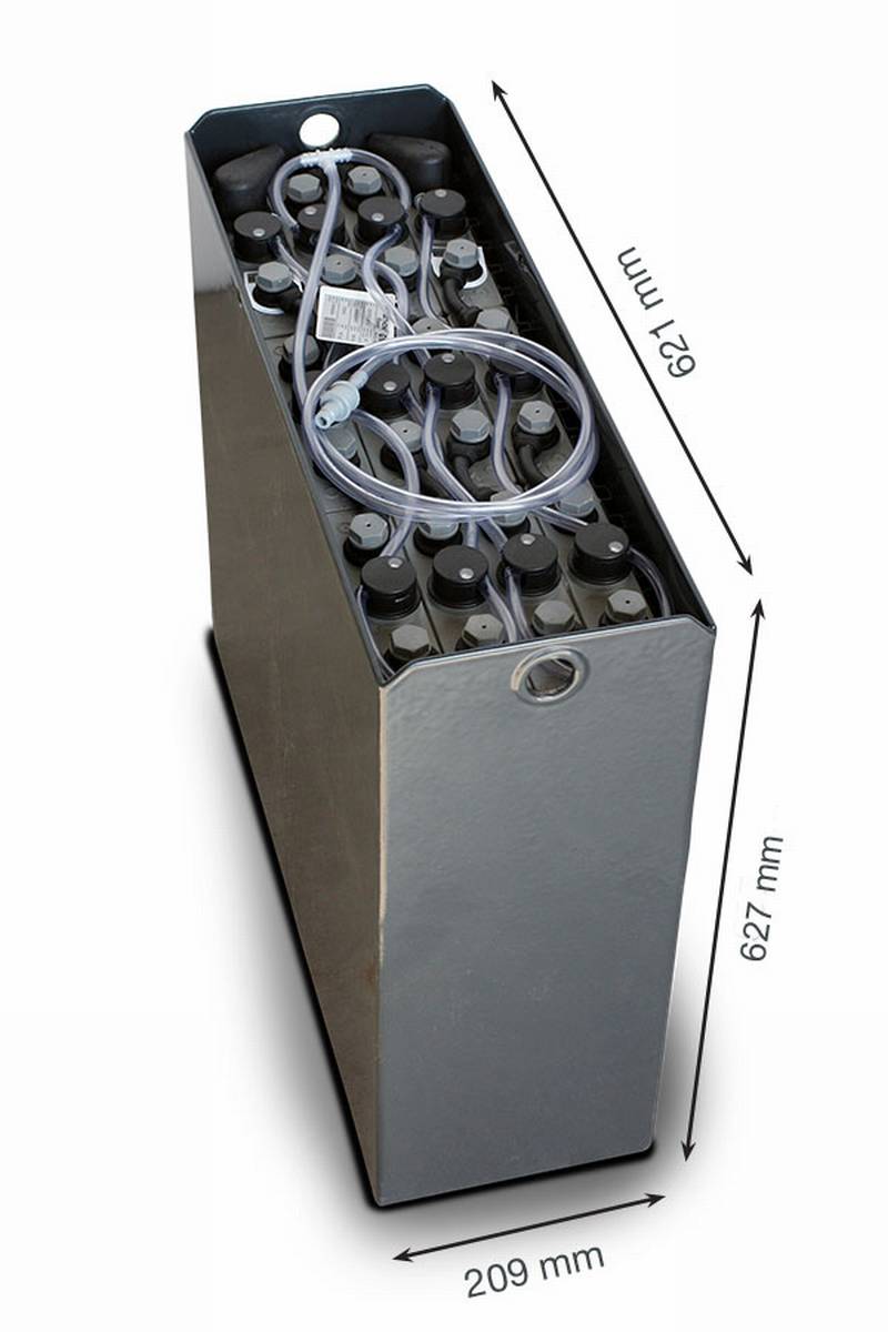 24V Gabelstaplerbatterie 2 PzS 230 Ah DIN B (621 * 209 * 627mm L/B/H) Trog 57014072 inkl. Aquamatik