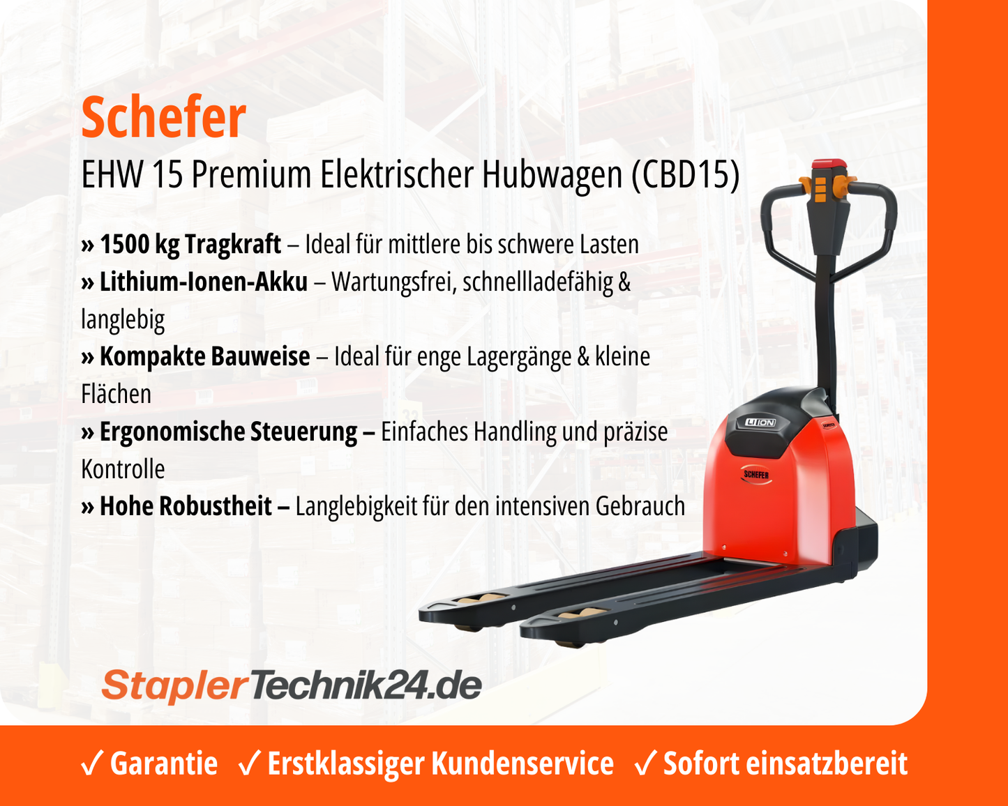 Schefer EHW 15 Premium Electric Pallet Truck