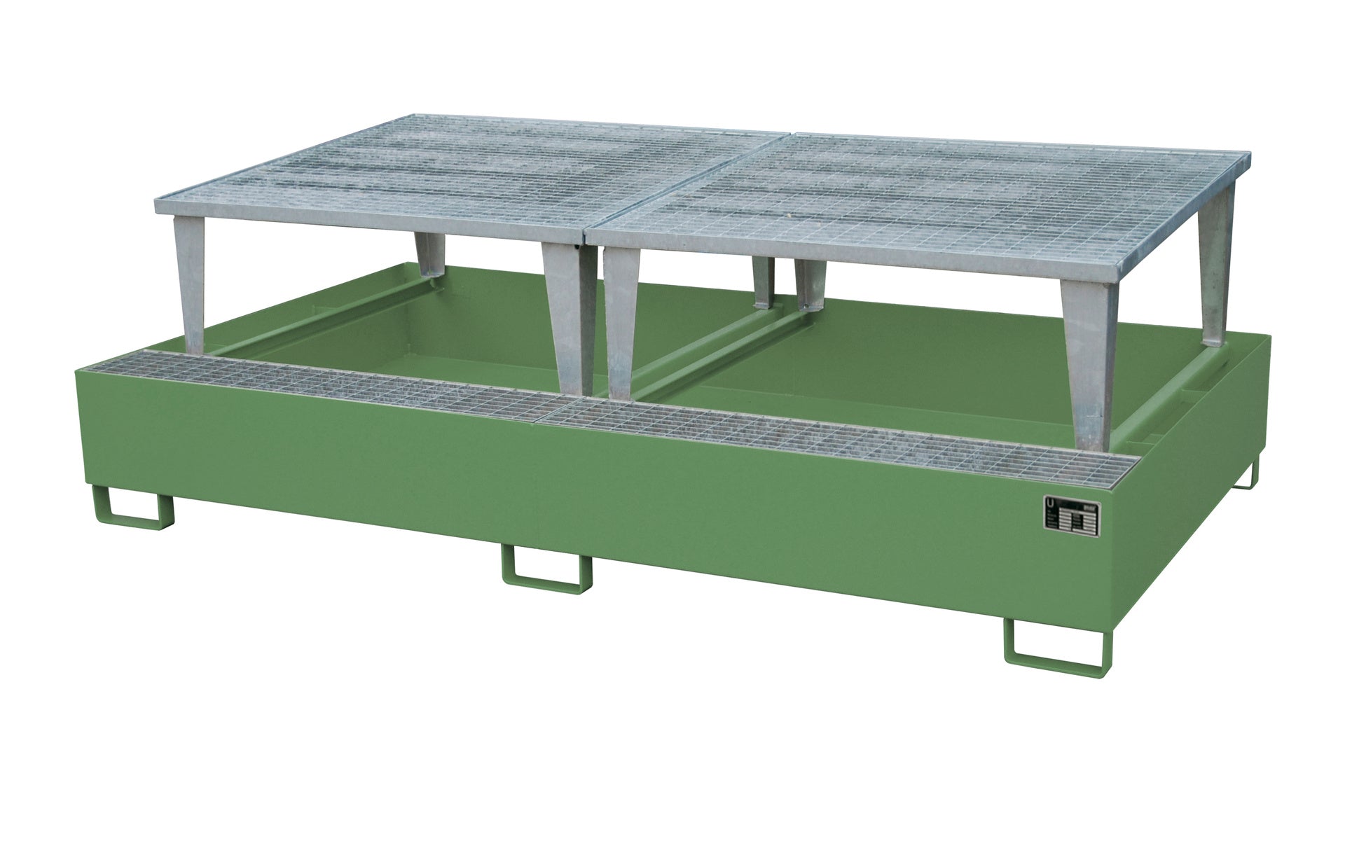 Auffangwanne AWA 1000 - 2, lackiert, Resedagrün - Staplertechnik24 - 4402 - 78 - 0000 - 4