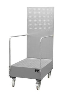 Fahrbare Auffangwanne mit Lochplattenwand LPW 200 - 3, lackiert, Mausgrau - Staplertechnik24 - 4447 - 60 - 0000 - 5