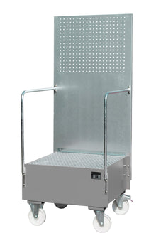 Fahrbare Auffangwanne mit Lochplattenwand LPW 200 - 1, lackiert, Mausgrau - Staplertechnik24 - 4447 - 58 - 0000 - 5