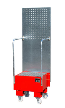 Fahrbare Auffangwanne mit Lochplattenwand LPW 60 - 1, lackiert, Feuerrot - Staplertechnik24 - 4447 - 55 - 0000 - 2
