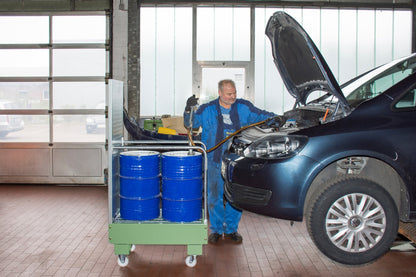 Fahrbare Auffangwanne mit Lochplattenwand LPW 60 - 3, lackiert, Resedagrün - Staplertechnik24 - 4447 - 57 - 0000 - 4