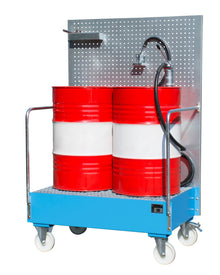Fahrbare Auffangwanne mit Lochplattenwand LPW 200 - 2, lackiert, Lichtblau - Staplertechnik24 - 4447 - 59 - 0000 - 3