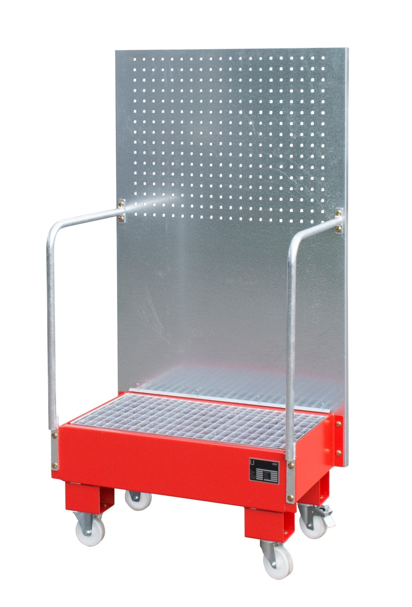 Fahrbare Auffangwanne mit Lochplattenwand LPW 60 - 2, lackiert, Feuerrot - Staplertechnik24 - 4447 - 56 - 0000 - 2