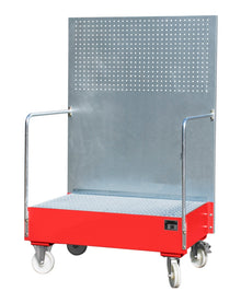 Fahrbare Auffangwanne mit Lochplattenwand LPW 200 - 2, lackiert, Feuerrot - Staplertechnik24 - 4447 - 59 - 0000 - 2