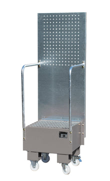Fahrbare Auffangwanne mit Lochplattenwand LPW 60 - 1, lackiert, Mausgrau - Staplertechnik24 - 4447 - 55 - 0000 - 5