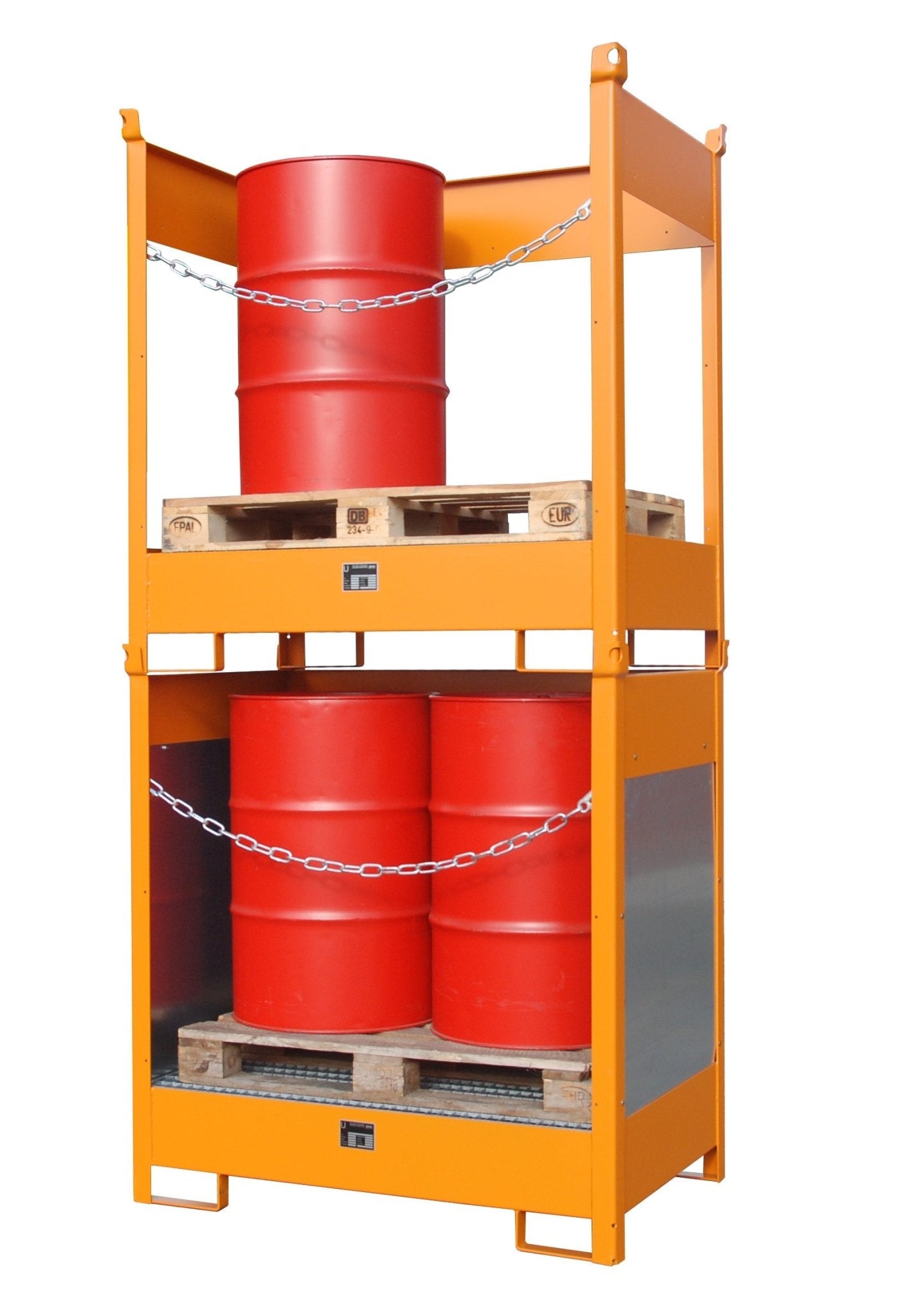 Fass - Stapelpalette FSP - 2 G, lackiert, Gelborange - Staplertechnik24 - 4442 - 01 - 0000 - 1