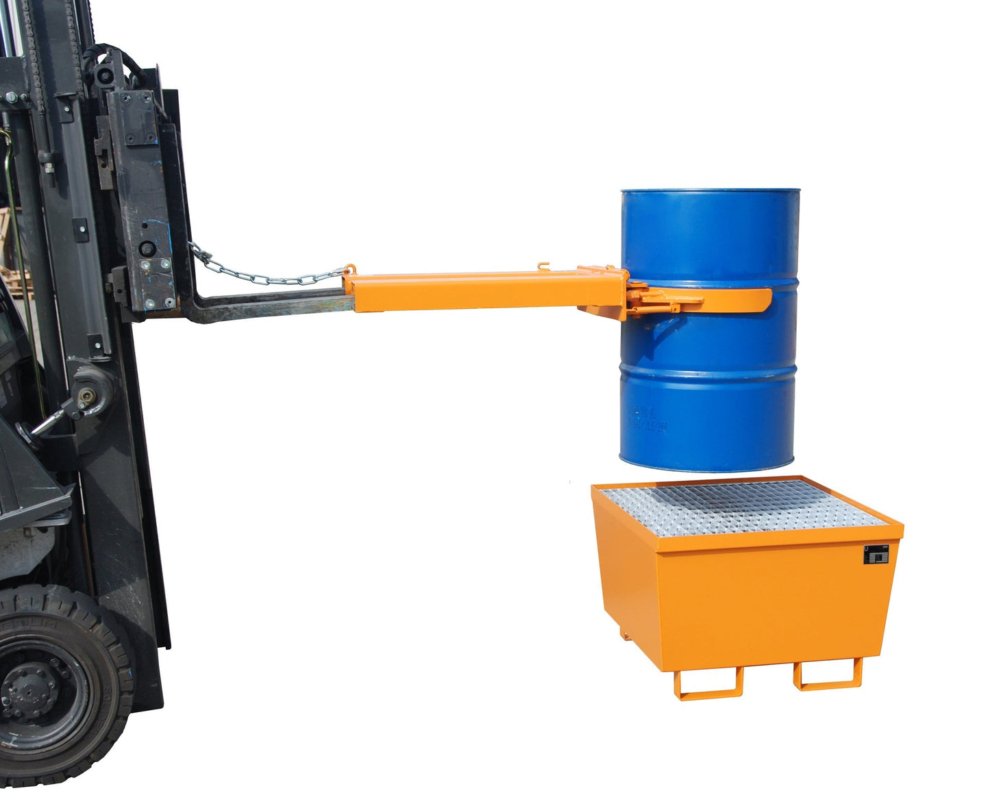 Fassgreifer FK - I, lackiert, Gelborange - Staplertechnik24 - 4463 - 01 - 0000 - 1