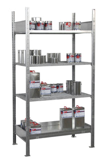 Kleingebinderegal mit Auffangwanne 3017 - 4E, verzinkt - Staplertechnik24 - 4473 - 21 - 0000 - 7