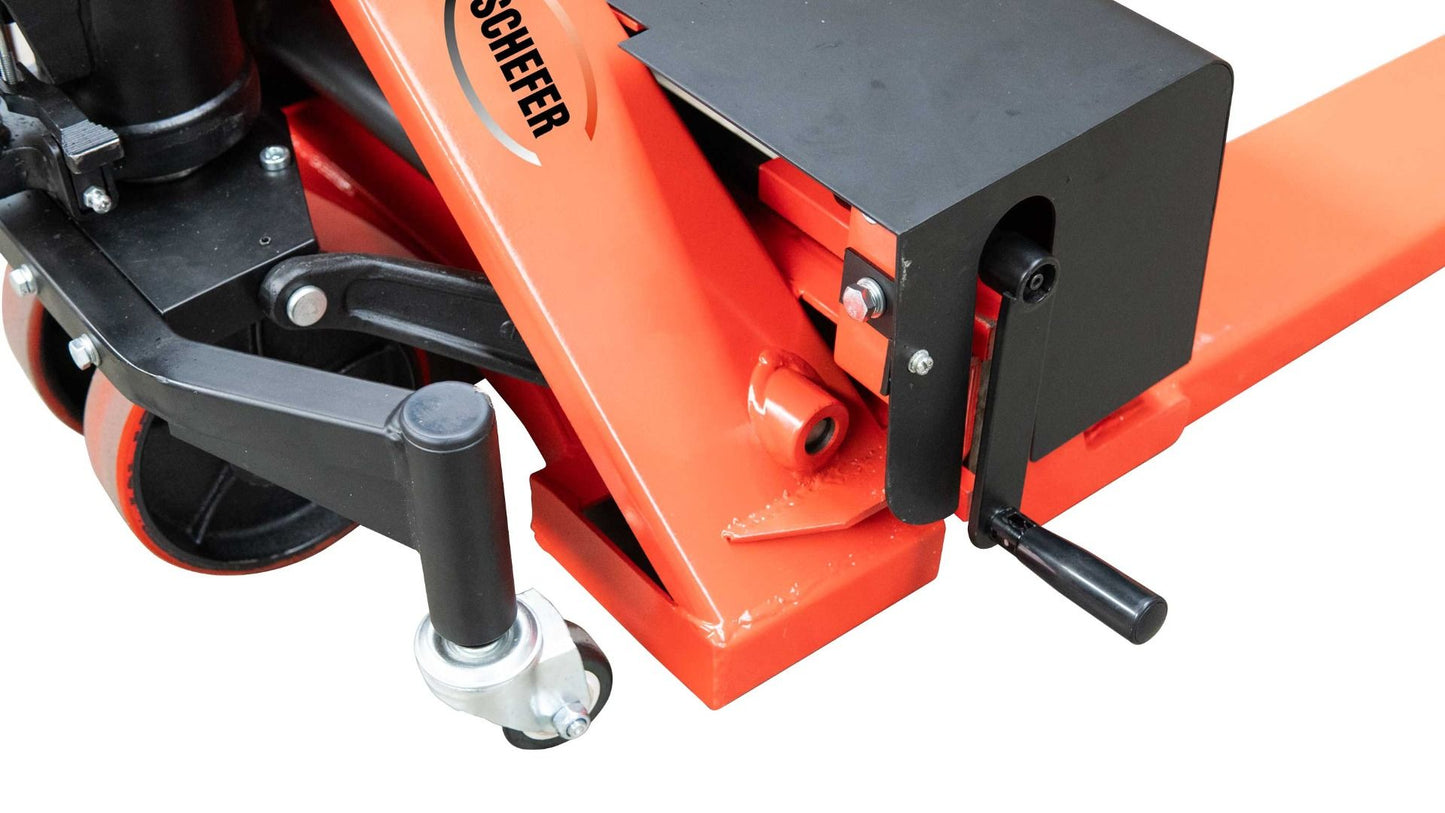 Schefer manueller Gabelhubwagen mit verstellbaren Gabeln - Staplertechnik24