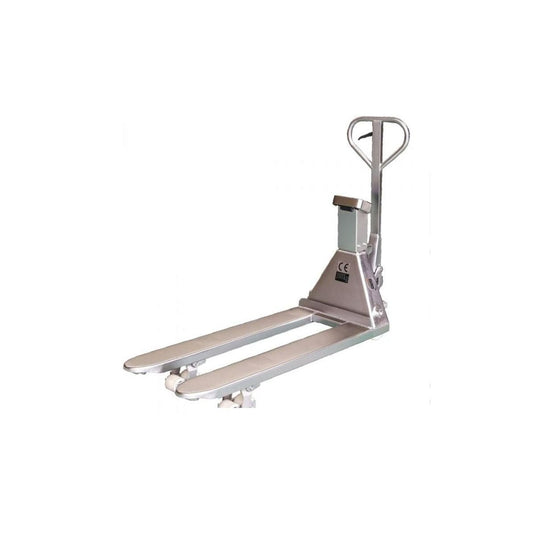 Gabelhubwagen Premium Edelstahl mit Waage - Staplertechnik24 - 1101082WSS